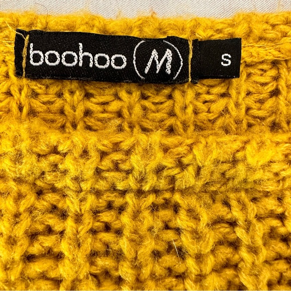 Boohoo (M) Chunky Cropped Sweater Lgr Neck Fall Golden Yellow Size Small - Picture 10 of 16